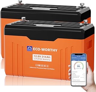 ECO-WORTHY 2 PACK 12V 314Ah LiFePO4 Bluetooth Batterie mit Display 200A BMS