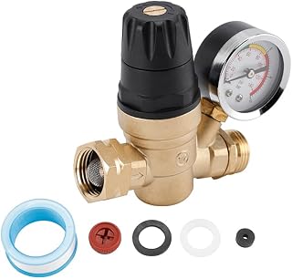 Wasserdruckregler für Wohnmobil Wohnwagen,Verstellbares Messing,Druckventil mit 0–160 PSI Mano…