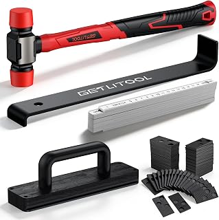 GETLITOOL Laminat Verlegeset, 64tlg Bodenleger Werkzeug mit Zugeisen, Schlagklotz mit Griff, 60x …