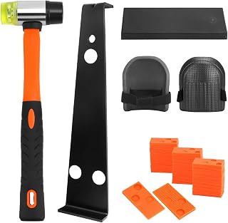 QWORK® 65-tlg Laminatfußboden Vinyl-Böden Verlegeset, inkl. 60 Montagekeile, 1 Schlagklotz, 1 …