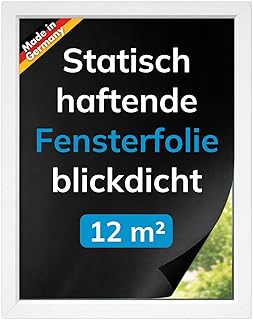 Verdunkelungsfolie Fenster Schwarz – 12m² (25x 60x80cm) statisch haftend & Blickdicht – rüc…