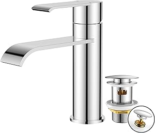 FORIOUS Wasserhahn Bad Chrom,Einhandmischer mit Auslaufhöhe 98 mm