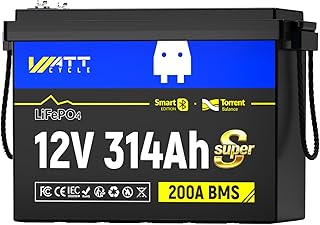 WattCycle 12V 314Ah LiFePO4 Batterie Bluetooth, 4019Wh Lithium Batterie