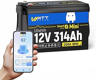 WattCycle LiFePO4 12V 314Ah Bluetooth, Lithium Batterie mit BMS Schutz