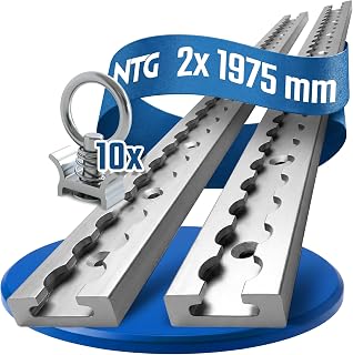 NTG Airlineschiene 2 Stück 2 m eckig inkl. 10 Fittings – mit Bohrungen