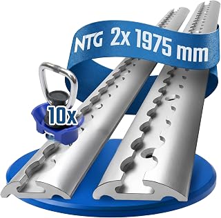 NTG Airlineschiene halbrund 2 m 2 Stück – Alu mit 10 Kunststoff Fitting