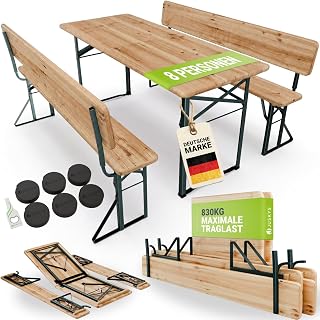 JUSKYS® Bierzeltgarnitur Kempten – Natur, 3-teilig Set, klappbar