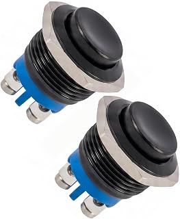2 Stück 16mm Runder Startknopf, Drucktaster 12V 16mm Wasserdicht Metall Klingelknopf Schalter 12…