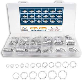 DIYoung 570 Stück Aluminium Dichtungsring Sortiment, Metrische Dichtungen, Ölablassdichtungen S…