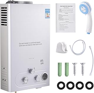 GPL16L Propangas-Warmwasserbereiter, 32KW wasserloser Sofortwasserbereiter, mit Duschsatz, Campin…