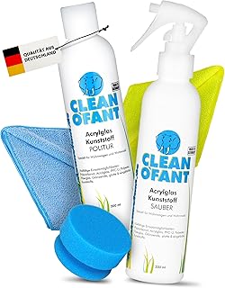 CLEANOFANT Acrylglas Kunststoff POLITUR & Reiniger Set – für Kunststoff-Fenster + Lichtkuppeln v…