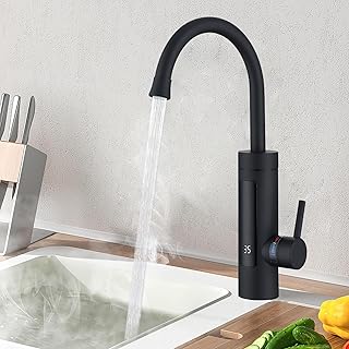 HOMELODY Durchlauferhitzer 230V Elektrischer Wasserhahn,Schwarz Küchenarmatur mit Durchlauferhit…