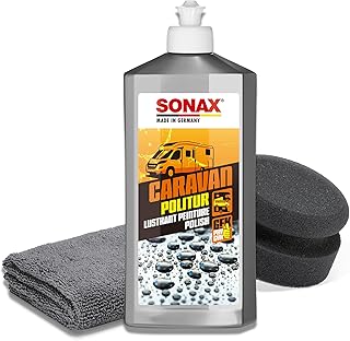 Wohnmobil Politur Set | Sonax Caravan Politur 500ml für Lacke und GFK + Polierpad + Mikrofasertu…