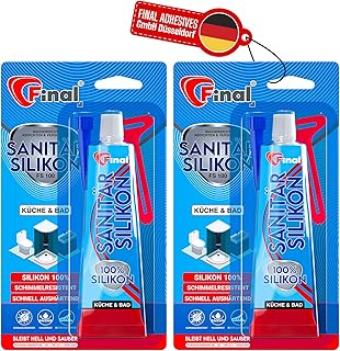 FINAL Sanitär Silikon 2x50ml – Wasserfester Dichtstoff in Profiqualität, für Bad, Dusche & Kü…