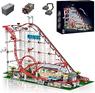 Achterbahn Gebäude Set, Motorisierte elektrische Zugbahn, Stadt Vergnügungspark Spielzeug für …