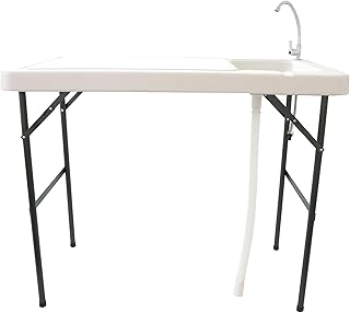 LEMODO klappbarer Filetiertisch | tragbare Camping Spüle | Outdoor Waschbecken mit großer Arbei…