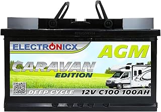 Electronicx AGM Caravan Versorgungsbatterie 12V 100Ah / 100 Ah Deep Cycle Batterie wartungsfrei v…