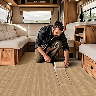 Wasserfest Vinylboden Selbstklebend Für Wohnwagenpolster Holzoptik Abriebfester PVC Bodenbelag M…