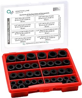 500 Stück EPDM Gummi Flachdichtungen (Dichtungbox mit 5 Größen von 3/8″ bis 3/4″) für Sanitä…