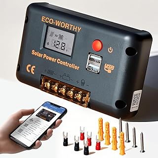 ECO-WORTHY 30A laderegler solar 12v /24v PWM mit Bluetooth & APP Überwachung, Intelligenter Batt…