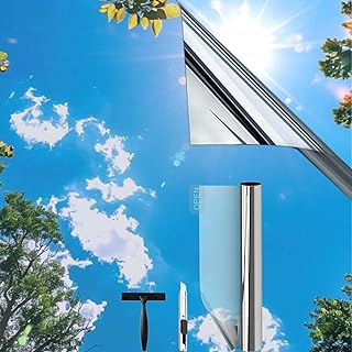 (70X200cm Silber) Fensterfolie Sonnenschutz Hitzeschutz innen oder außen | Rückstandslose Spieg…
