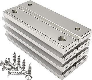 Magnetpro 8 Stück Rechteckmagnete 30 KG Kraft 60 x 13,5 x 5 mm mit Loch und Stahlkapsel, Haushal…