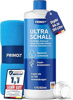 PRINOX Ultraschallreiniger Konzentrat 1030ml – Extrem ergiebig – Für Brille, Schmuck, Gebiss & K…