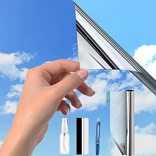 Silber(90X300cm) Spiegelfolie Fenster Hitzeschutz |UV Folie Selbstklebend |Fensterfolie Sonnensch…