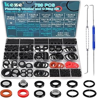 KEZE 780-teiliges Sortiment an Gummidichtungen 14-teiliges Set mit Wasserschlauchdichtungen und 1…